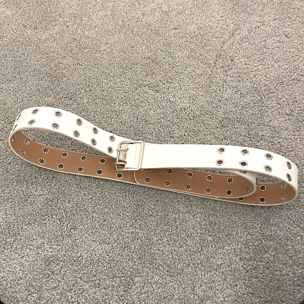 White double eyelet belt